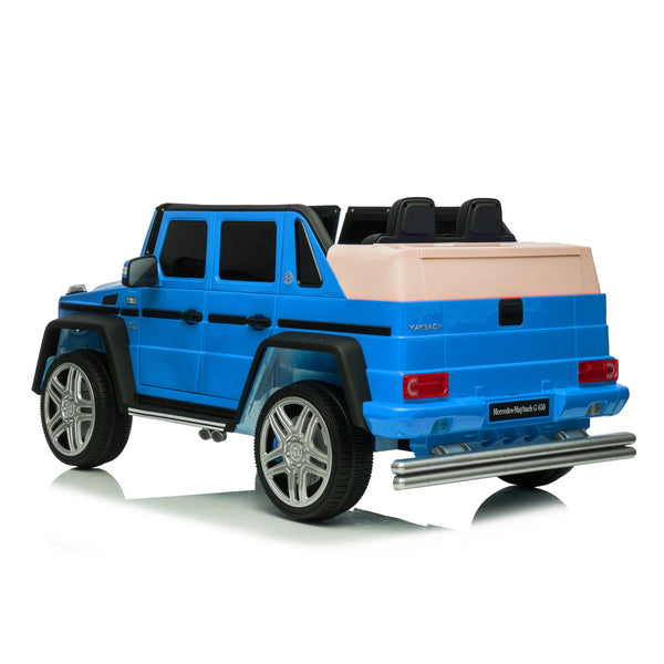 12V Mercedes Maybach G650 Landaulet ride-on car for kids, one-seater, angled view showcasing luxury design.