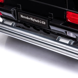 12V Mercedes Maybach G650 Landaulet ride-on car for kids, angle view showcasing sleek design and luxury features.