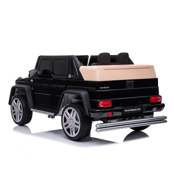 12V Mercedes Maybach G650 Landaulet ride-on car for kids, angle view showcasing sleek design and features.