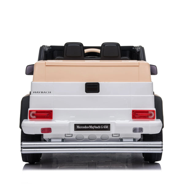 12V Mercedes Maybach G650 Landaulet ride-on car for kids, single seater at angle 31, stylish and fun outdoor toy.
