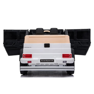 12V Mercedes Maybach G650 Landaulet ride-on car for kids, angled view showcasing luxury design and features.