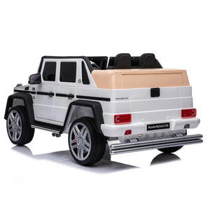 12V Mercedes Maybach G650 Landaulet ride-on car for kids, single seater, angled view showcasing luxury design.