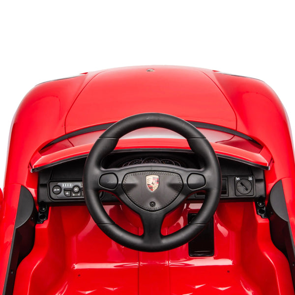 12V Porsche Carrera GT 1 Seater Ride On Car for kids, angled view showcasing sleek design and vibrant colors.