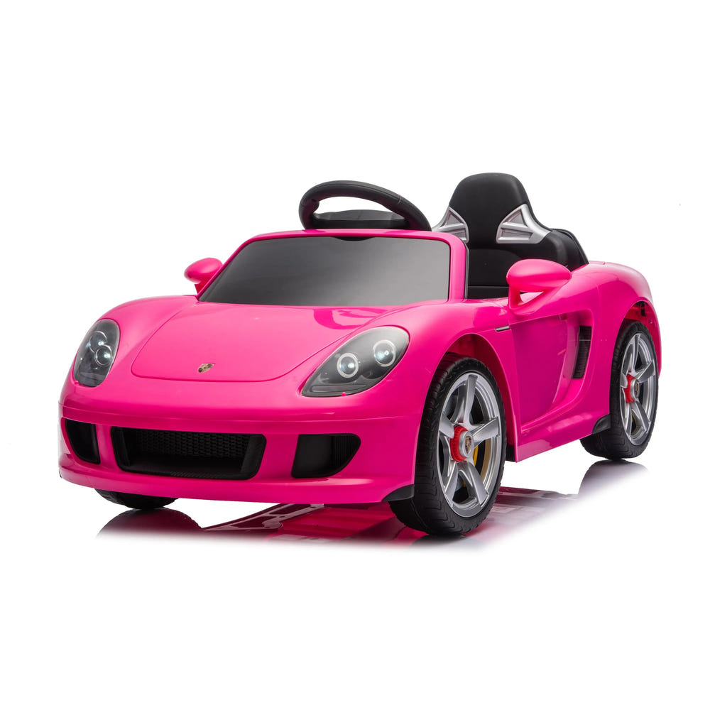 12V Porsche Carrera GT ride-on car for kids, one-seater, stylish design, perfect for outdoor fun and adventure.