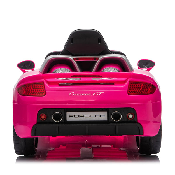 12V Porsche Carrera GT 1 Seater Ride On Car for kids, angled view showcasing sleek design and vibrant colors.