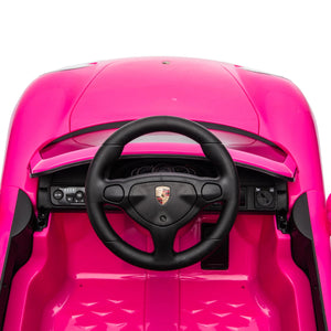 12V Porsche Carrera GT ride-on car for kids, angled view showcasing sleek design and vibrant colors.
