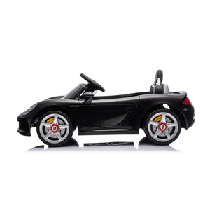 12V Porsche Carrera GT ride-on car for kids, 1-seater, angled view showcasing sleek design and vibrant colors.
