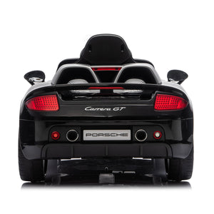 12V Porsche Carrera GT ride-on car for kids, angled view showcasing sleek design and vibrant color.