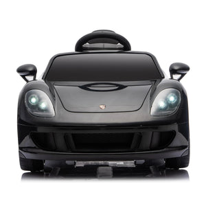 12V Porsche Carrera GT ride-on car for kids, angled view showcasing its sleek design and vibrant colors.