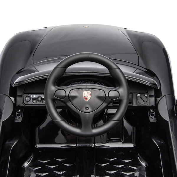 12V Porsche Carrera GT ride-on car for kids, angled view showcasing sleek design and vibrant color.