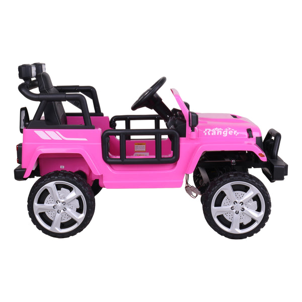 12V Freddo Ranger 4x4 Ride On car for kids, angled view showcasing its rugged design and vibrant colors.