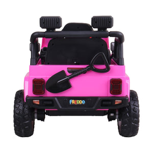 "12V Freddo Ranger 4x4 Ride On car for kids, angled view showcasing its rugged design and vibrant colors."