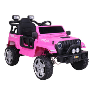 12V Freddo Ranger 4x4 Ride On car for kids, angled view showcasing its rugged design and vibrant colors.