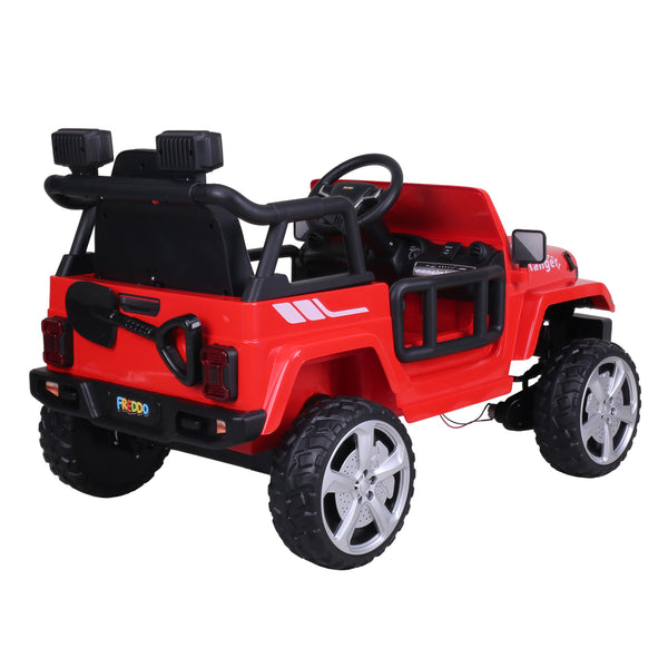 12V Freddo Ranger 4x4 Ride On car for kids, angled view showcasing its design and features.