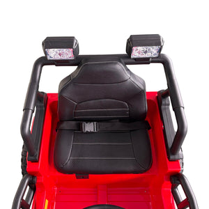 12V Freddo Ranger 4x4 Ride On car for kids, angled view showcasing its rugged design and vibrant colors.