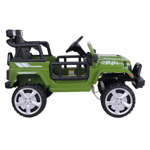 12V Freddo Ranger 4x4 Ride On car for kids, angled view showcasing its rugged design and vibrant colors.