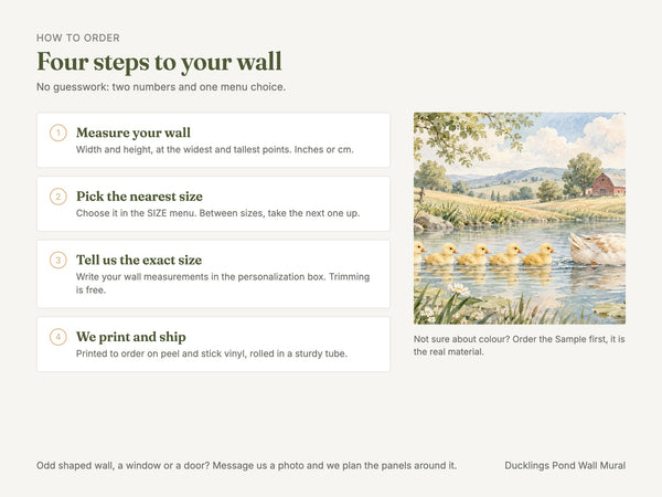 Watercolor Ducklings Pond Farm Wall Mural, image 6