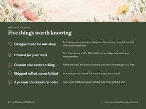 Watercolor Poppy Meadow Wall Mural, image 9
