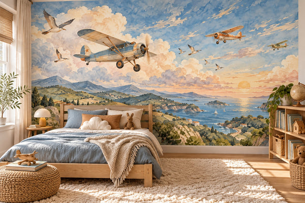 Watercolor Sky Expedition Wall Mural, image 2