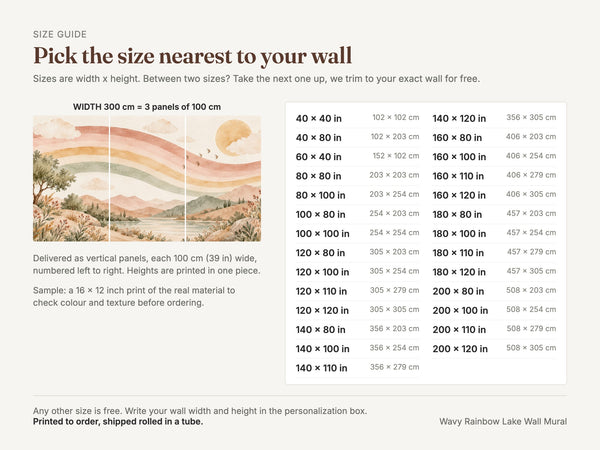Watercolor Wavy Rainbow Lake Wall Mural, image 4