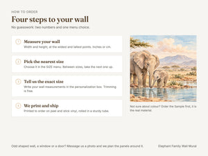Watercolor Elephant Family Safari Wall Mural, image 6