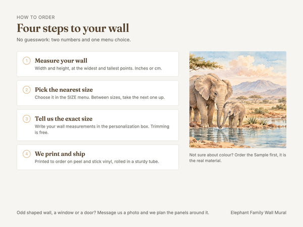 Watercolor Elephant Family Safari Wall Mural, image 6