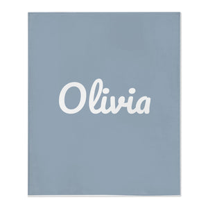Classic Name toddler minky blanket in dusty blue