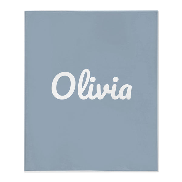 Classic Name toddler minky blanket in dusty blue