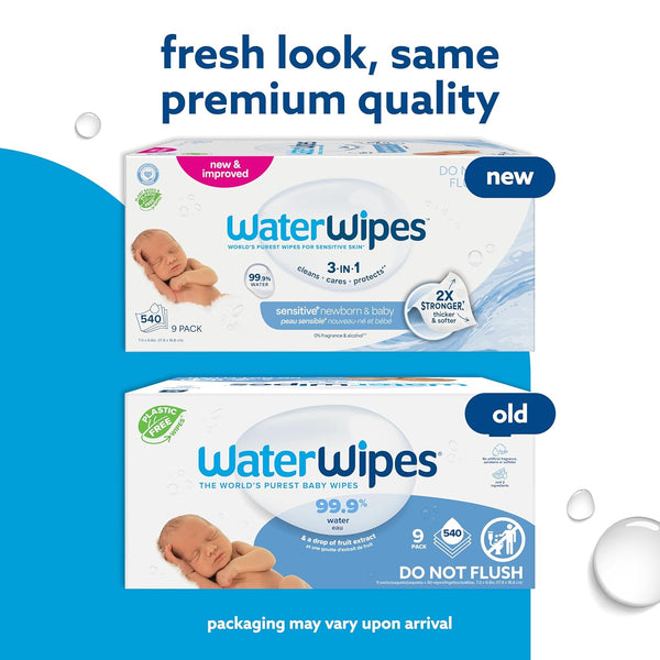 WaterWipes Original Unscented Water-Based Baby Wipes, 540 Count