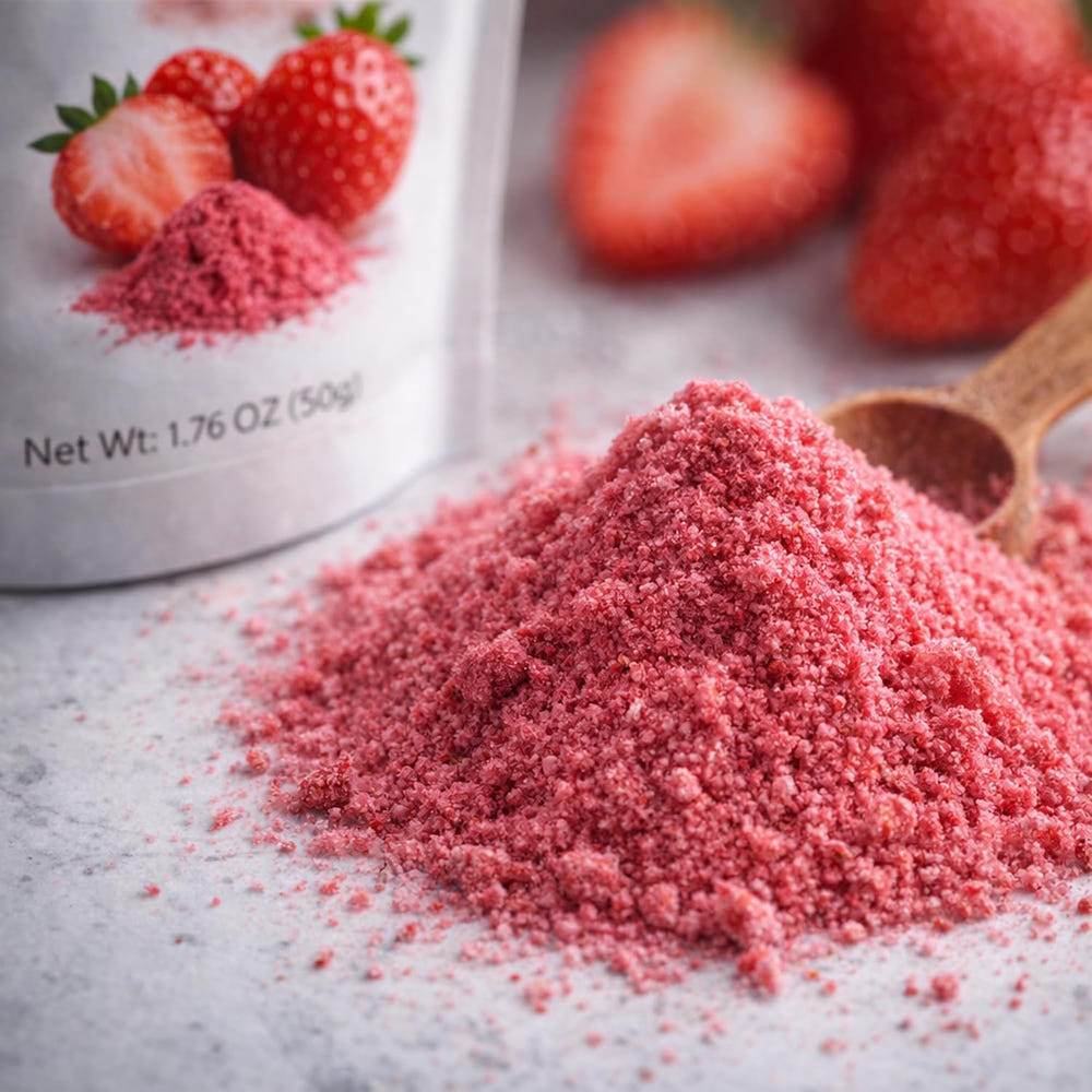 Dolcientis Freeze Dried Strawberry Powder for Baking and Smoothies - Single Ingredient, No Sugar Added, Finely Milled, Resealable Pouch, 1.76oz