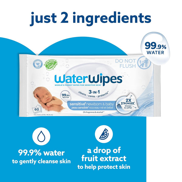 WaterWipes Original Unscented Water-Based Baby Wipes, 540 Count