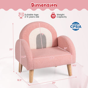 Kids Armchair with Comfy Backrest and Armrests-Pink