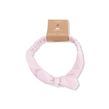 Veiled Pink Knot Headband for babies - stylish and comfortable clothing accessory.
