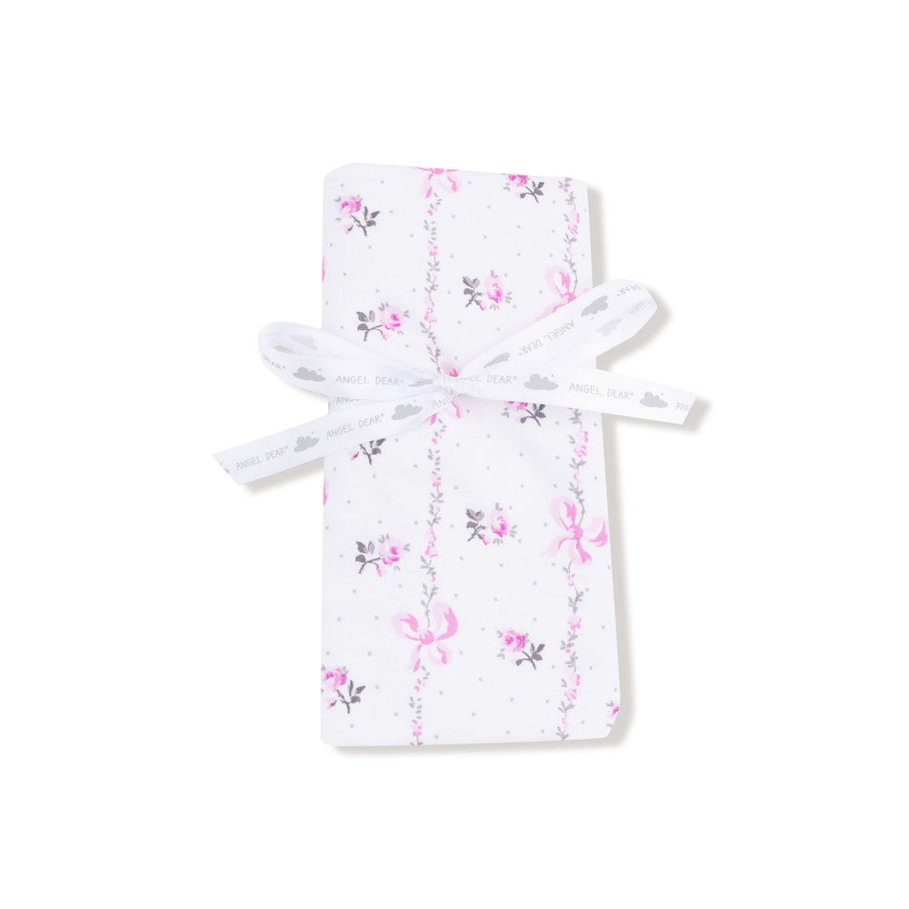 Dainty Buds and Bows Stripe - Ruffle Burp Cloth