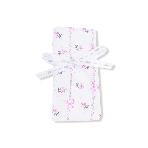 Dainty Buds and Bows Stripe - Ruffle Burp Cloth