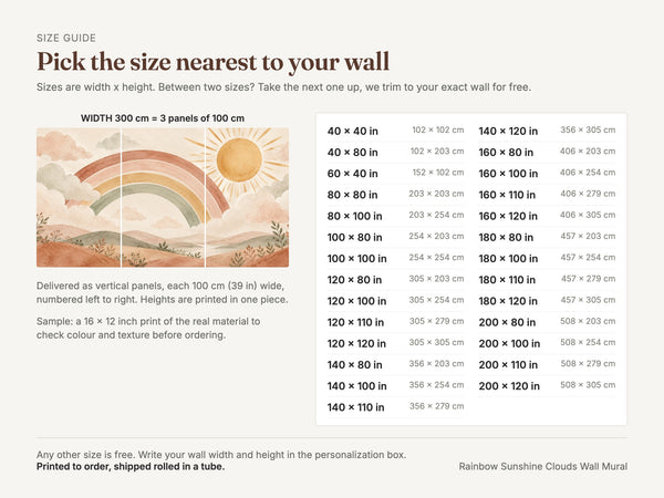 Watercolor Rainbow Sunshine Clouds Wall Mural, image 4