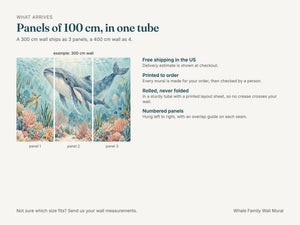 Watercolor Whale Family Ocean Wall Mural, image 8