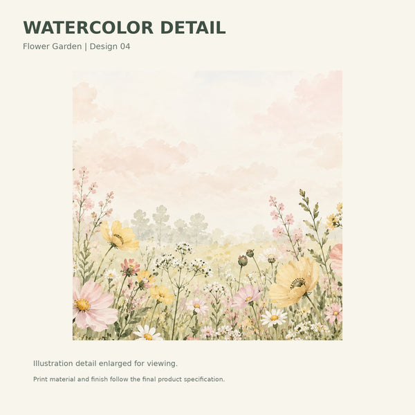 Watercolor Poppy Meadow Wall Mural, image 3