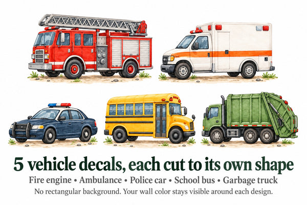 City Vehicle Wall Decals, Set of 5 (Set 3), image 4