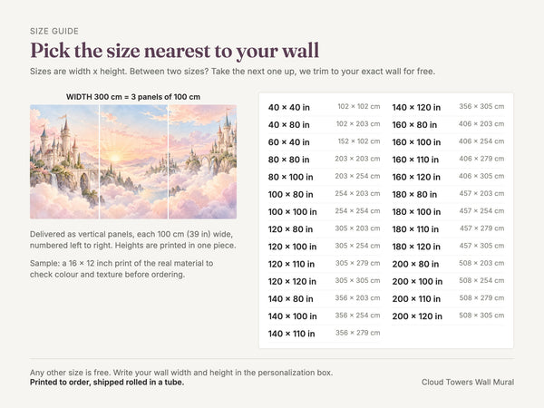 Watercolor Cloud Towers Fairy Tale Wall Mural, image 5