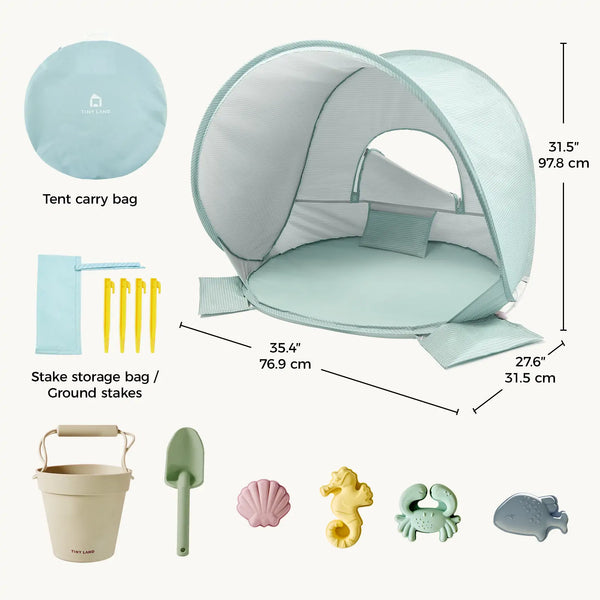 Tiny Land® One-Stop Beach Toy & Tent Set – Sea Blue