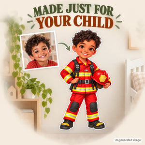 Personalized Firefighter Wall Decal from Photo, Dream Job Sticker, image 14