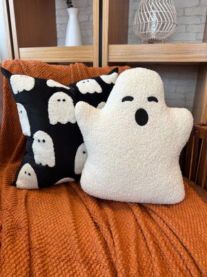 Busa Designs Sherpa Ghost Pillow 13" x 15" White