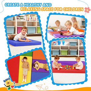 6 Pack 2 Inch Toddler Rest Nap Mats for Daycare and Preschool, Waterproof Rainbow Kids Nap Mats