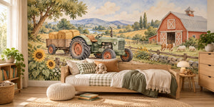 Watercolor Farm Tractor Wall Mural, image 2