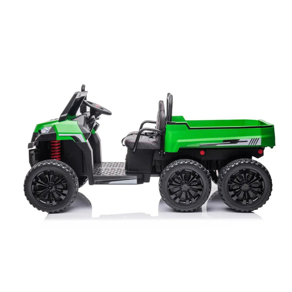 24V Freddo Tractor Trailer 2 Seater Ride-on with Dump Cart and Remote, viewed from angle 3. Perfect for outdoor fun!