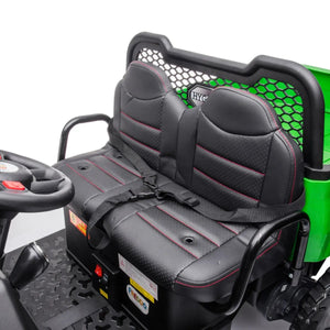 24V Freddo Tractor Trailer 2 Seater Ride-on with Dump Cart and Remote, viewed from angle 12, perfect for outdoor fun.