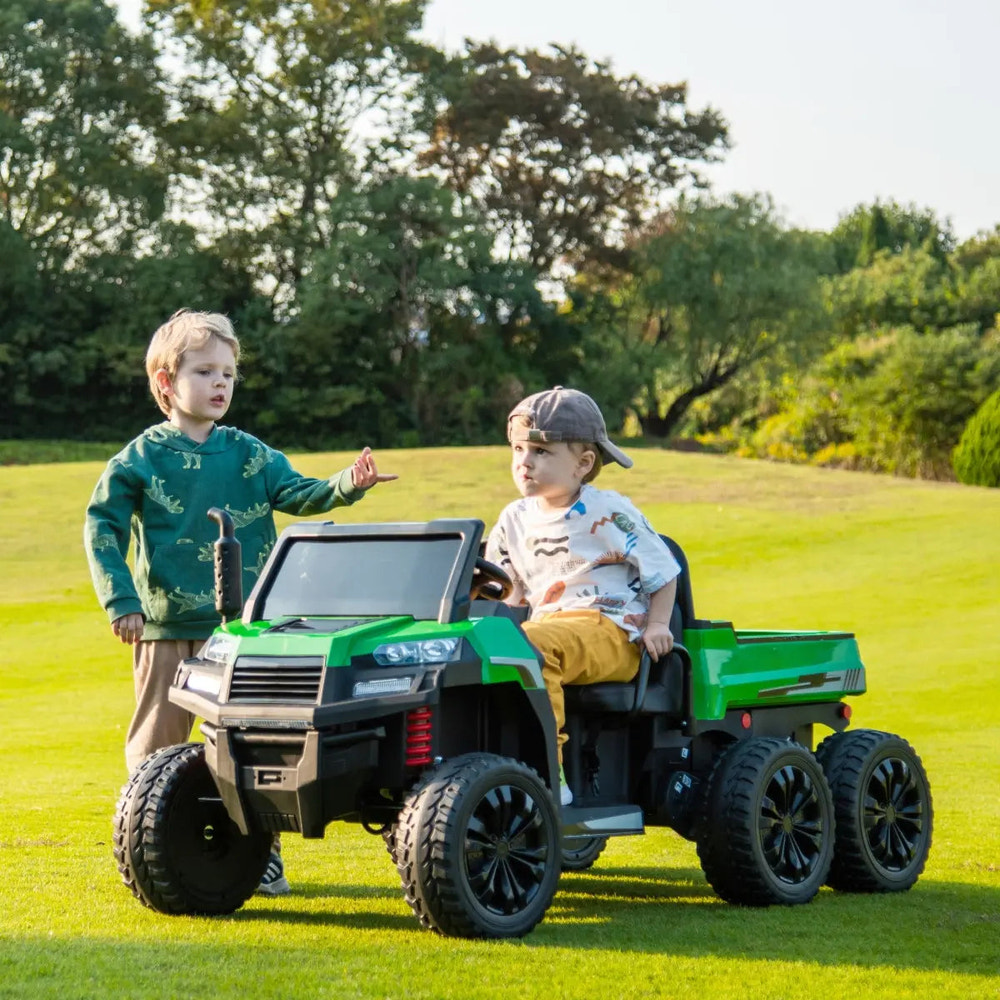 24V Freddo Tractor Trailer 2 Seater Ride-on with Dump Cart and Remote for kids, perfect for outdoor fun.