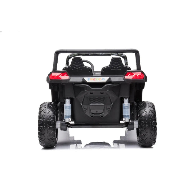 "24V Freddo Dune Buggy Buccaneer 2 Seater Ride-on for kids, angled view showcasing design and features."