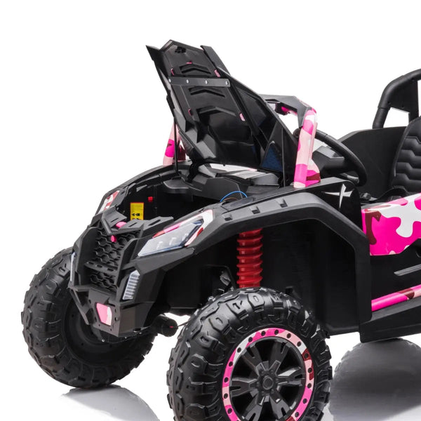 24V 4x4 Freddo Dune Buggy Buccaneer, 2-seater ride-on car, angled view showcasing its rugged design and vibrant colors.